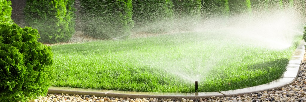 Florida sprinkler systems distributing water evenly across lawn coverage.