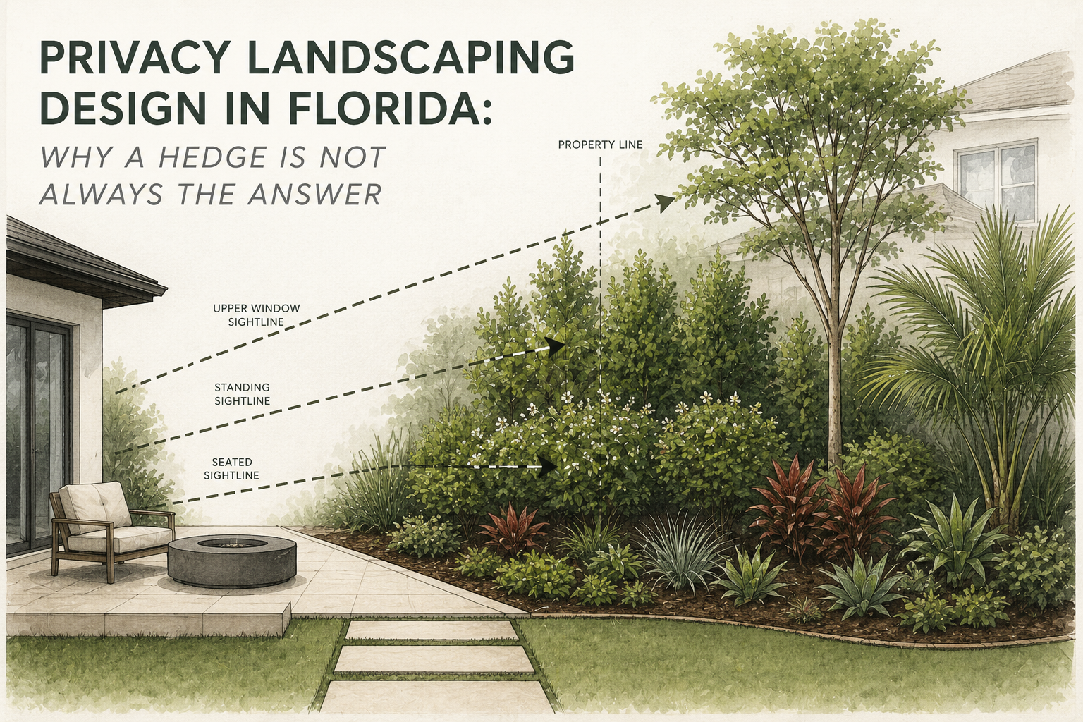 Privacy Landscaping Design in Florida: Why a Hedge Is Not Always the Answer